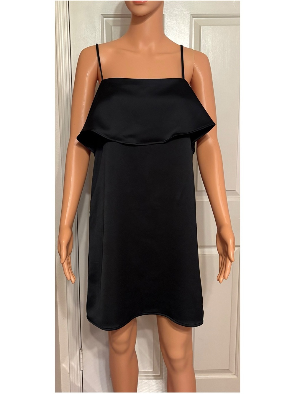 Forever 21 Black Satin Shift Dress with Spaghetti Straps Only Worn Once